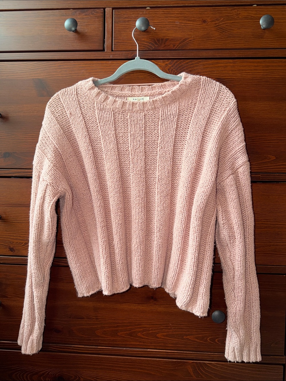 PacSun Blush Pink Ribbed Knit Crewneck Sweater Size Small